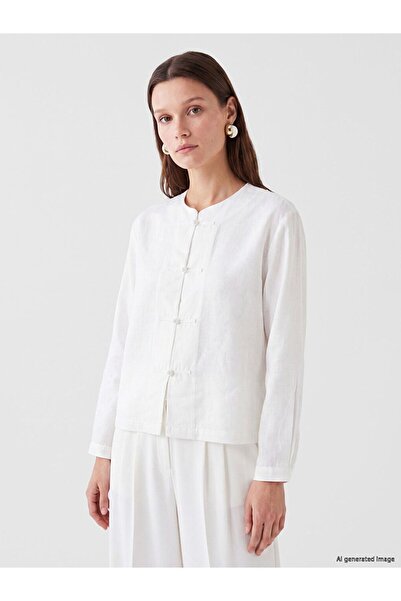 LC Waikiki Lcw Modest Ecru High Collar Women's Shirt