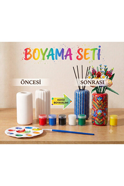 Mergen Art Yaratıcı Hobi Seti - Dekoratif Vazo Boyama Kiti - Aile ve Çocuk Et...