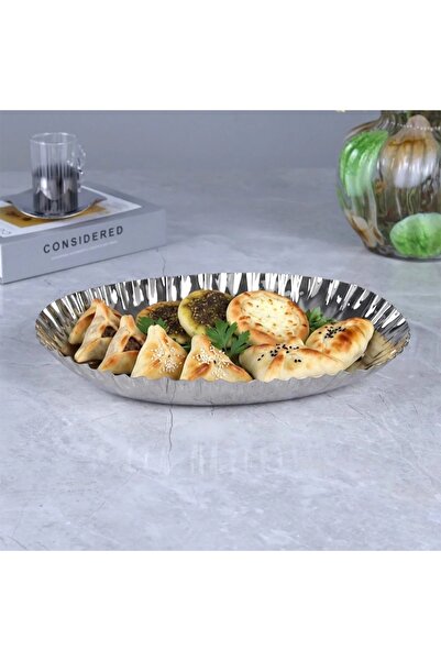 Al Hadaya Mall Stainless Steel Serving Dish with Luxury Design - Silver - 33X...