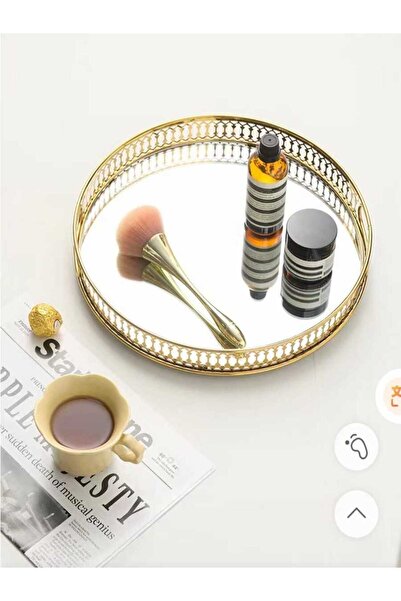 Mony moon Gold Decorative Tray Round Mirror Base Tray Luxury |   Metal Perfum...