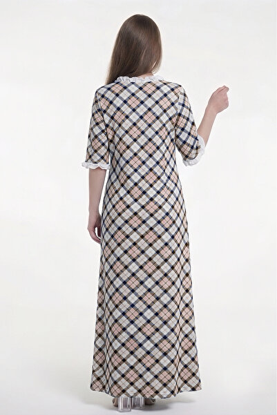 al bent al sharqieh Women's Cotton Plaid Print Homewear Dress
