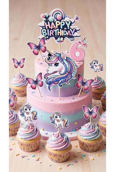 Genel Markalar Unicorn temalı pasta süsü