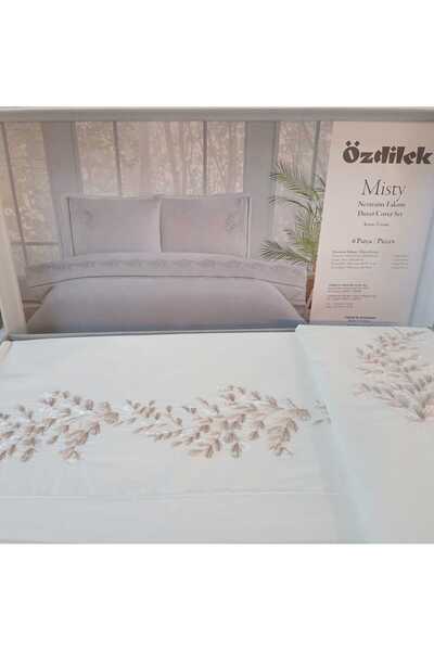 Özdilek Misty Cream 6-Piece Duvet Cover Set (4 Pillowcases Included)
