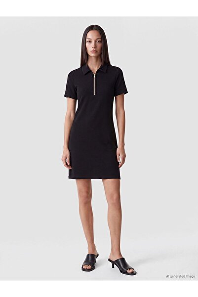 LC Waikiki Lcw Everyday Black Polo Neck Soft Touch Dress
