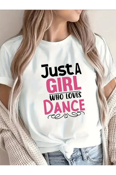 STITCHLY تي شيرت نسائي صيفي بأكمام قصيرة - تي شيرت بطباعة 'Just a Who Loves D...