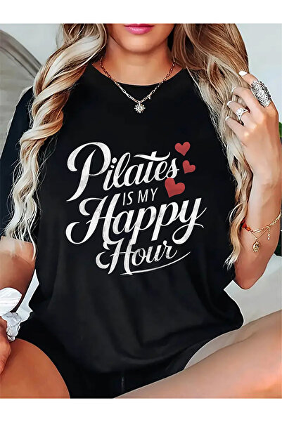 23 nisan Women's Pilates Workout Tee "Pilates Is My Happy Hour" Short Sleeve ...