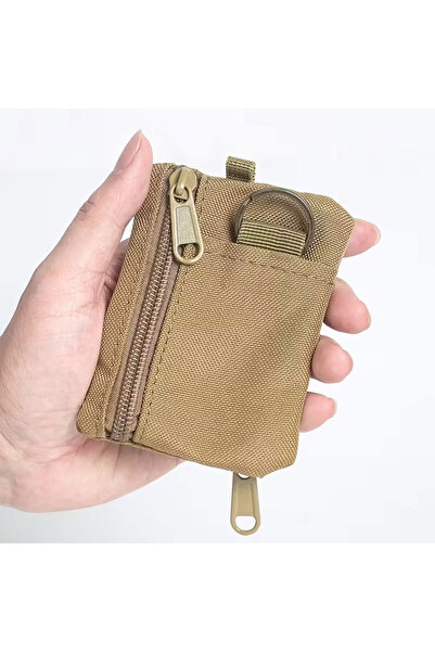Choice1 Dark Khaki Mini Coin Purse, Zipper Key Bag, Canvas Zipper Sports Stor...