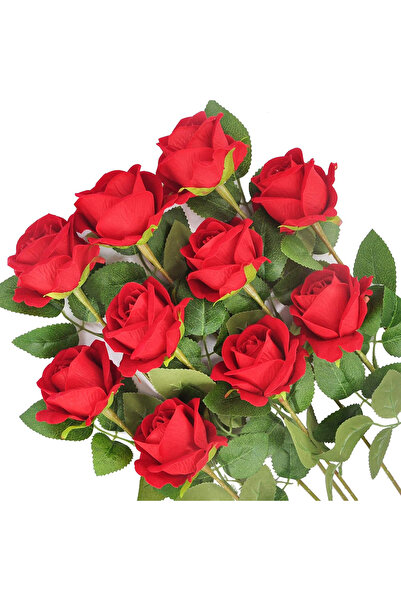 Choice10 green 5pcs Artificial Flowers Silk Rose Long Branch Bouquet for Wedd...