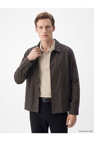 LC Waikiki Southblue Brown Regular Fit Shirt Collar Men's Jacket