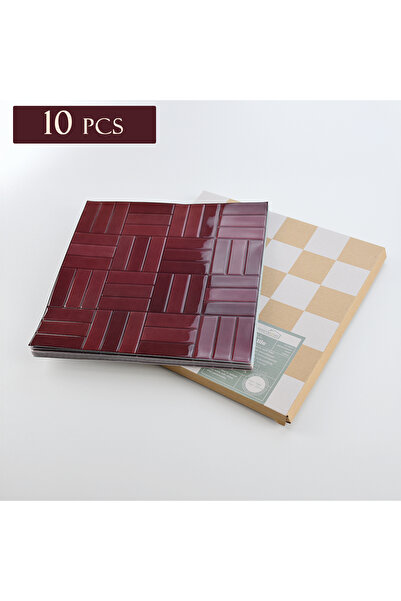 choice2 10 pcs wine red 10pcs SHINYHOME Self-Adhesive 3D Moroccan Zellige Pan...