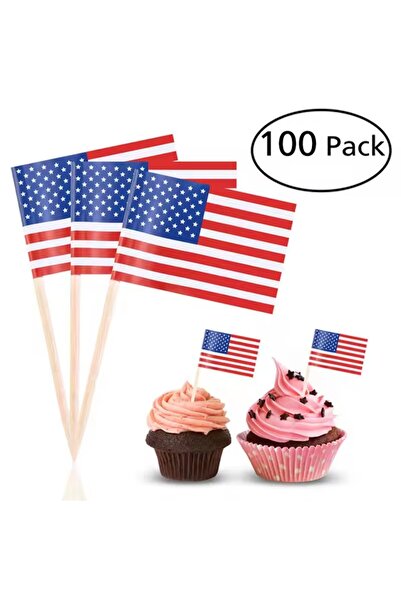 Choice 100 قطعة من أعواد الطعام على شكل علم الولايات المتحدة، أعواد طعام بتصم...