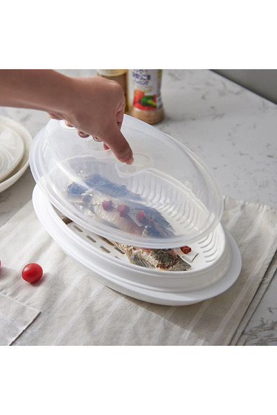 Choice Microwave Fish Steamer Multifunction Fish Steaming Tray Oval Microwave...