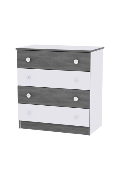 LORELLİ Comoda lemn, 81x50x86 cm, 4 sertare, White Vintage Grey