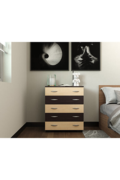 OEM Comoda Alin 5 sertare wenge+mesteacan