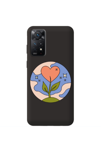 Other Xiaomi Redmi Note 11 4G Hearted Flower Black Colored Silicone TPU Θήκη