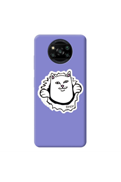 Other Xiaomi Poco X3 /X3 Pro White cat Purple Colored Silicone TPU Θήκη