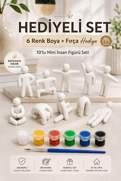 Pienar PDF-001 Boyanabilir Mini İnsan Figürü Seti | 10'lu Dekor Figür + 6 Ren...
