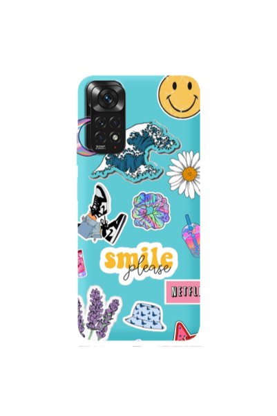 Other Xiaomi Redmi Note 11 4G Smile Moon Turquoise Colored Silicone TPU Θήκη