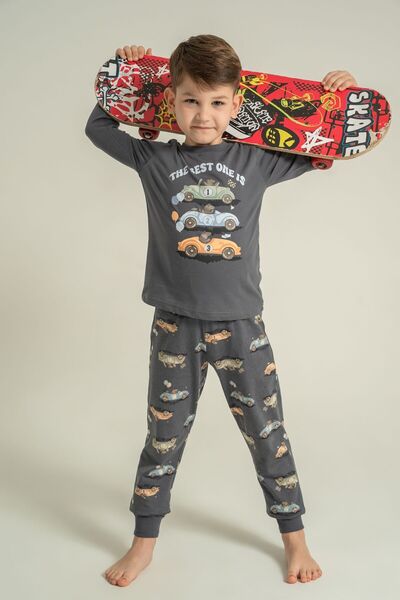 Rolypoly Boy's the Best One Gray Long Sleeve Pajama Set Rp3874-C-V2
