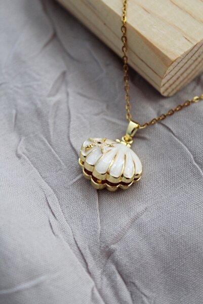 Kudi Oyuncak White Color Sea Shell Model Opening and Closing Necklace