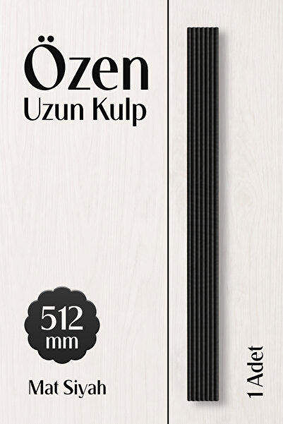 Badem10 Özen (1 Adet) Mat Siyah Renk Çizgili Çekmece Kulp 512 mm Modern Uzun ...