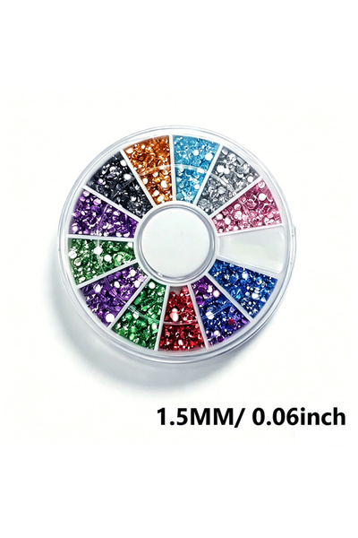 Choice8 1.5mm Wheel 12 Colors Flatback Nail Art Rhinestones Nail Gems Glass A...