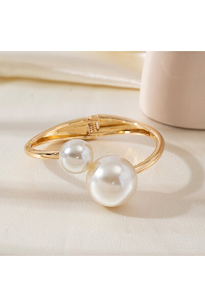 Choice1 AYA6503001 Simple Big Pearl Beads Gold Color Bangles for Women Punk E...