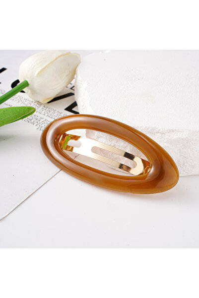 choice2 2 brown Korean Big Spring Hair Claw Clips Women Metal Jelly Ponytail ...