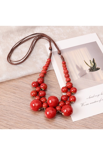 Choice YF5509-1 1pc Vintage Handmade Ceramic Beads Pendant Necklace for Women...
