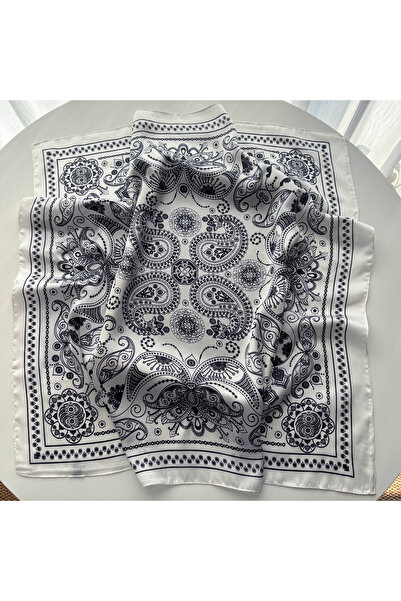 Choice FJ1218-4-White Luxury Square Scarf For Women Elegant Paisley Ladies Hi...