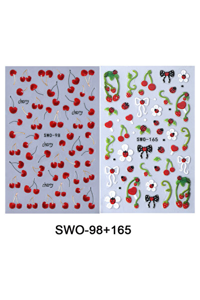 Choice ملصقات أظافر SWO-98 165 SWEET TREND - قطعة أو قطعتين من ملصقات الكرز و...