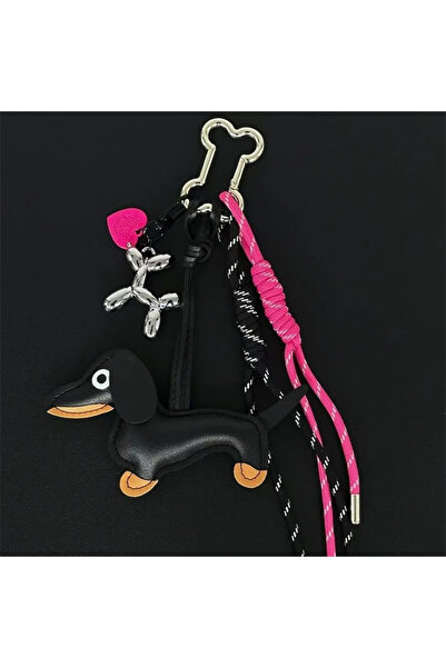 Choice1 black silver Handmade Keychain Woven Rope Sausage Dog Bag Pendant Car...