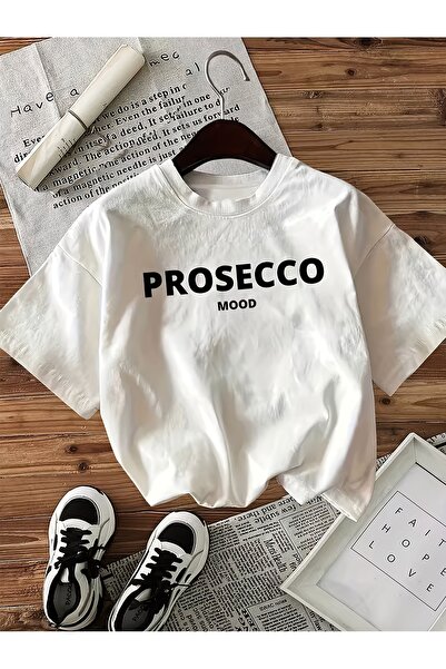 23 nisan تي شيرت PROSECCO MOOD - قميص بأكمام قصيرة وياقة دائرية بتصميم إيطالي...