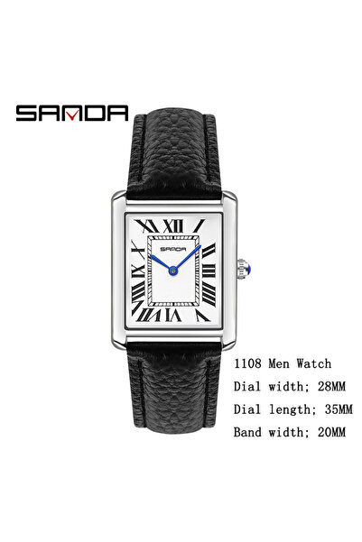 Choice3 Men Black SANDA Quartz Watch Roman Numeral Stainless Steel Leather Wa...
