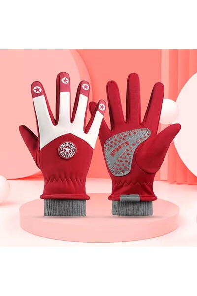 choice2 L Red Autumn Winter Cycling Gloves Children 5 to 12 Years Old Boys Sk...