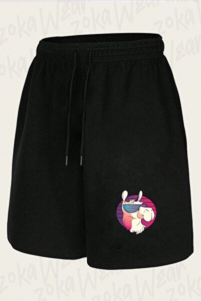 ZOKAWEAR Unisex Glasses-Wearing Lama Fun Design Printed Shorts