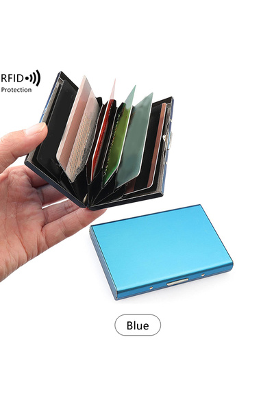 Choice1 AB029-Blue RFID shielded ID holder simple and ultra-thin portablestai...