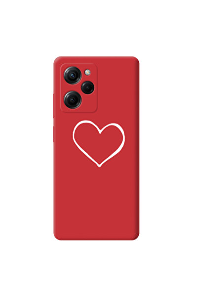 Other Xiaomi Poco X5 Pro White heart Red Colored Silicone TPU Θήκη