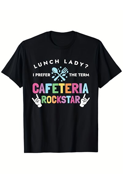 23 nisan Funny Rockstar Lady Graphic T-Shirt Vintage School Cafeteria Shirt w...