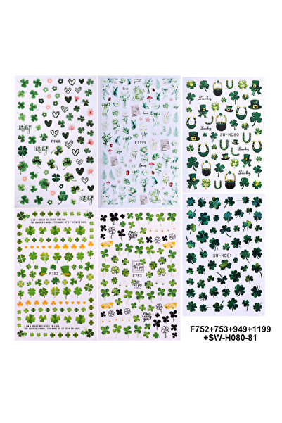 Choice 6PCS SWEET TREND-6PCS St. Patrick's Day Nail Art Stickers Green Four-l...