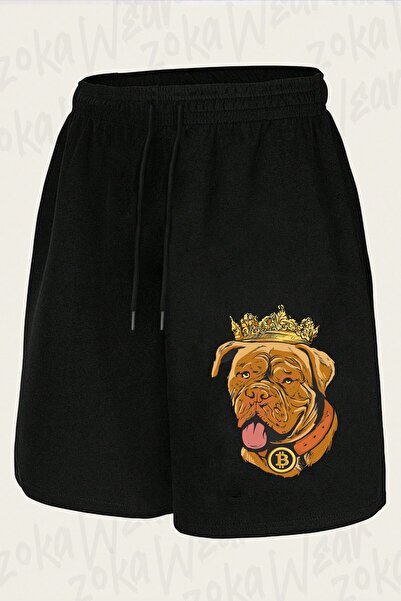 ZOKAWEAR Unisex Bitcoin Cryptocurrency Coin Bag Dog Design Printed Shorts