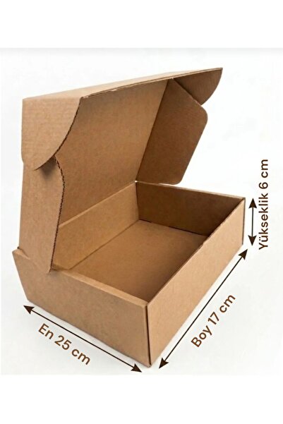 25*17*6cm 3 Adet Çift Oluk E-Ticaret Karton Kutu (Kraft)