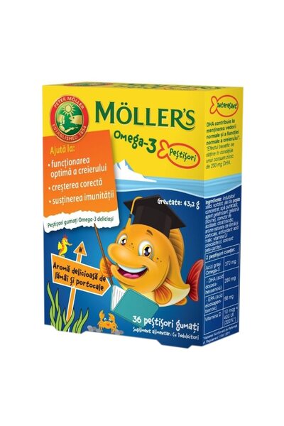 Möller's Ζελεδάκια Ωμέγα-3 Moller's, Γεύση Λεμόνι και Πορτοκάλι, 36 Ζελεδάκια...
