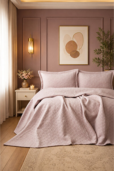 BED LİNE Lisa Bedspread Set Single Powder 160*240 cm