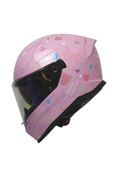 kuzey motor M-910 LADY STORA GÜNEŞ VİZÖRLÜ PEMBE KASK (GÖKKUŞAĞI CAMLI)