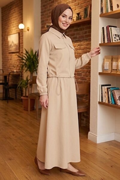 TOFİSA Double Pocket Detailed Skirt Suit Cream - 28497-Cream