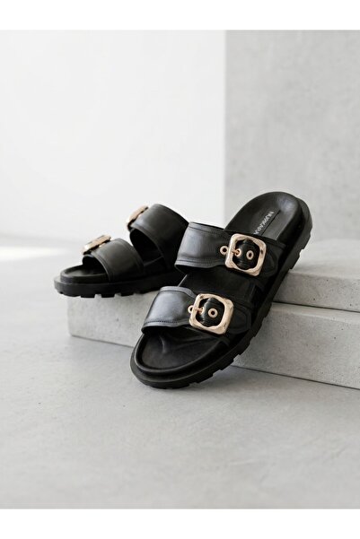 NUR KARACA 26By226-M-626 Genuine Leather Double Buckle Orthopedic Daily Comfo...