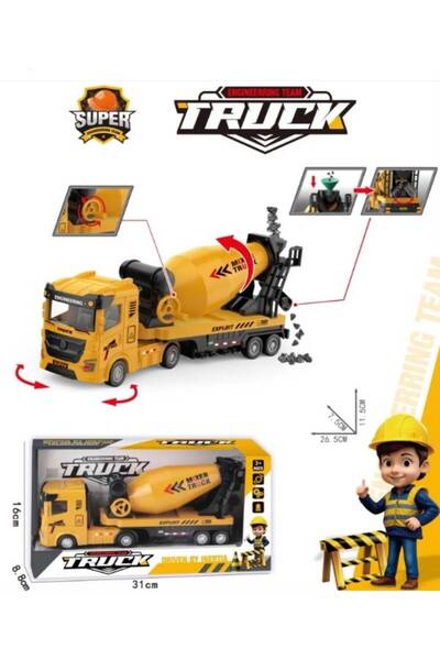 MİNİKO KİDS Unbreakable Plastic Construction Machinery Concrete Mixer Case Mo...