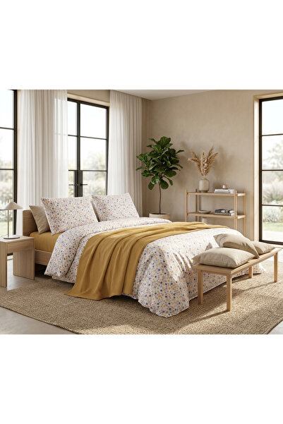 GENÇEV HOME COLLECTİONS 100% Cotton Double Pique Set Floral Patterned Summer ...