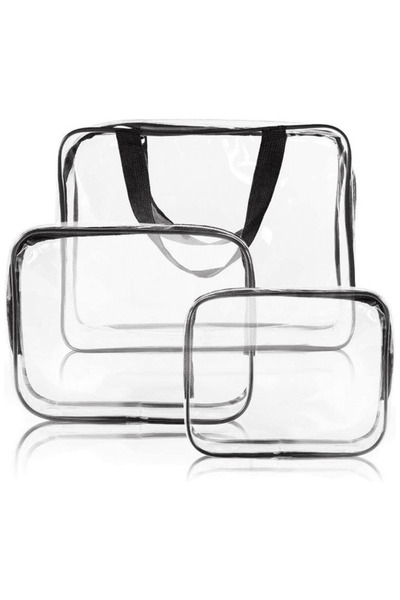 Minal Cosmetics 3-Piece Clear Cosmetic Bag Set